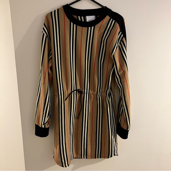 Burberry Icon Stripe Cotton Long Sleeve Dress Girls Size 12, Women’s XS - Picture 6 of 8